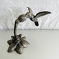 Pewter Hummingbird, with beak in a flower, Vintage collectible figurine