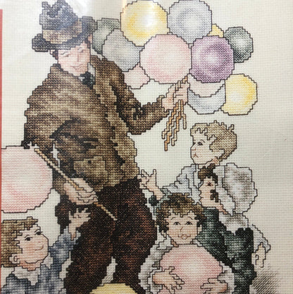 Stoney Creek Collection, Balloon Man, The Saturday Evening Post, Vintage*,*Counted Cross Stitch Pattern, 16 by 20 inch