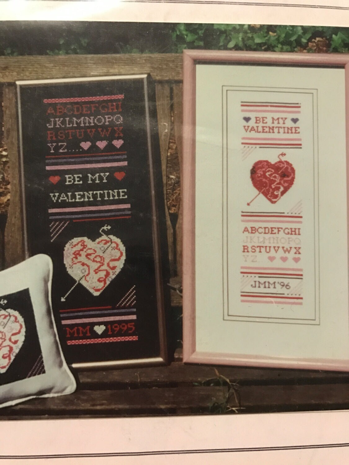 Valentines Day Marilynn and Jackie&#39;s Collectibles Funky Heart for black and white Vintage counted cross stitch kit