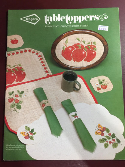 Rogers &quot;tabletoppers&quot; straw vinyl Vintage 1984, counted cross stitch No. 02-116