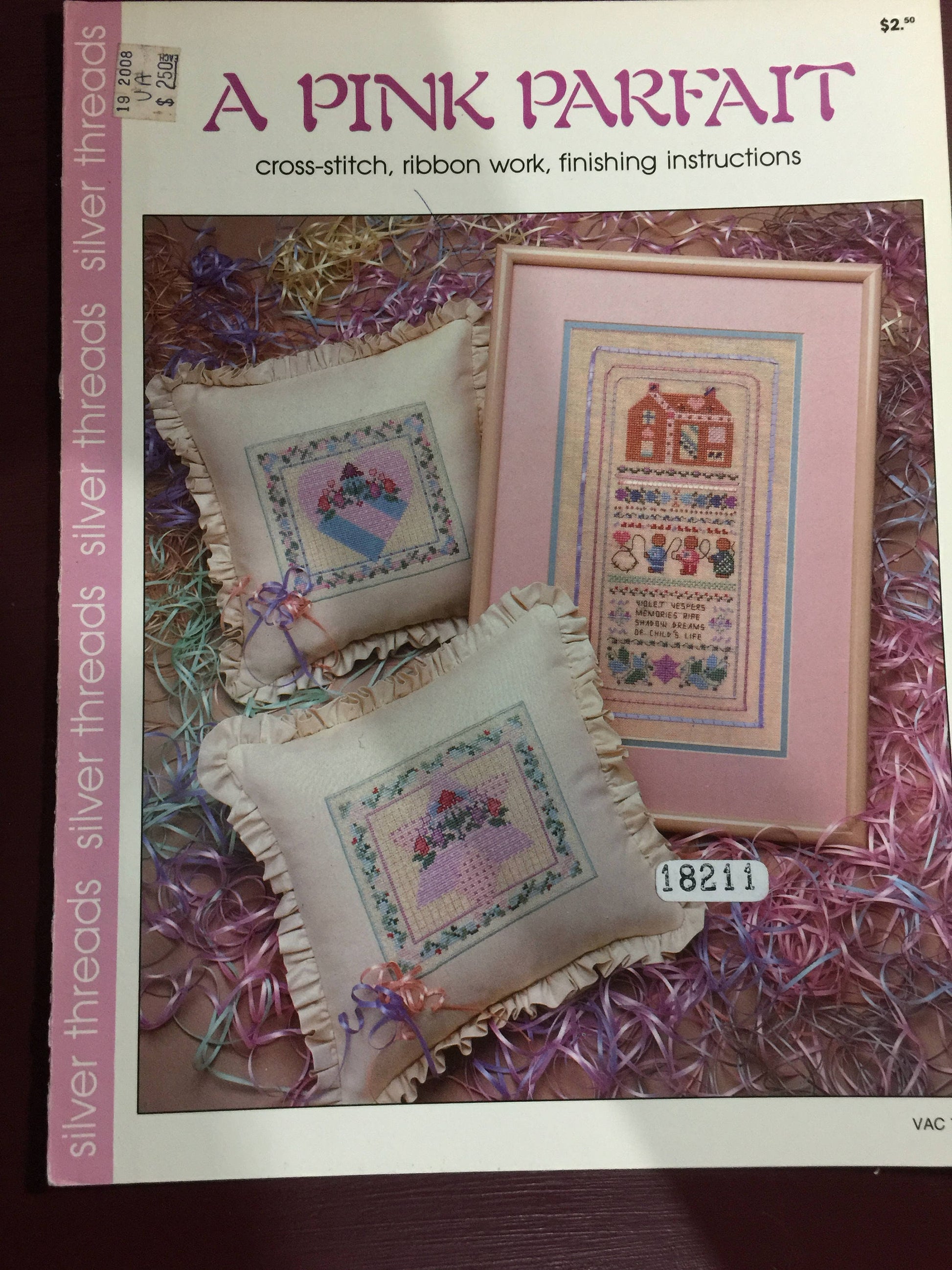 The Vanessa-Ann Collection, Silver threads &quot;Pink Parfait&quot; VAC 708 Vintage 1984, counted cross stitch pattern