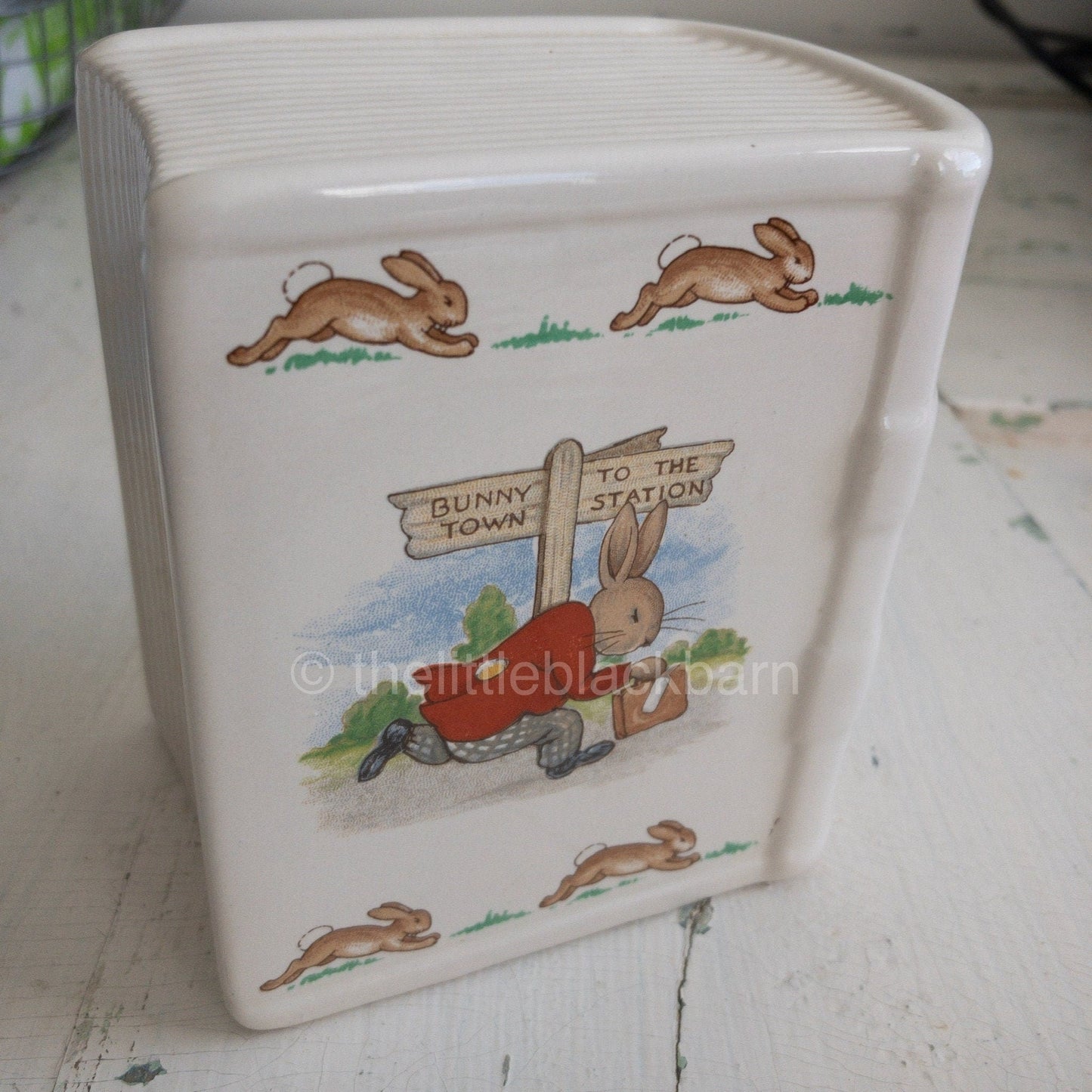 Bunnykins, 1936 Royal Doulton Porcelain Book Bank, approximately 4.5 by 2.75 Inches