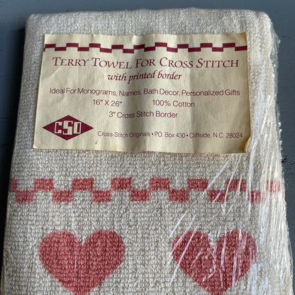 Cross Stitch Originals Heart Printed Border Terry Towel To Cross Stitch On