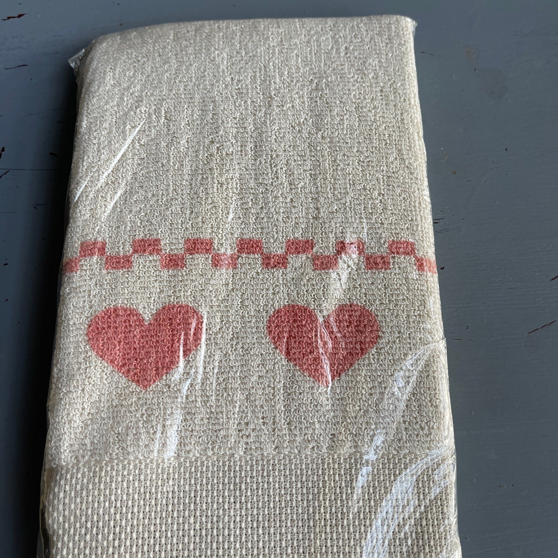 Cross Stitch Originals Heart Printed Border Terry Towel To Cross Stitch On