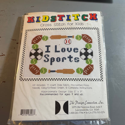 The Design Connection Kidstitch I Love Sports, Choice Of Sports, Cheer, Skating... or Football Soccer... Cross Stitch Kits, See Variations*