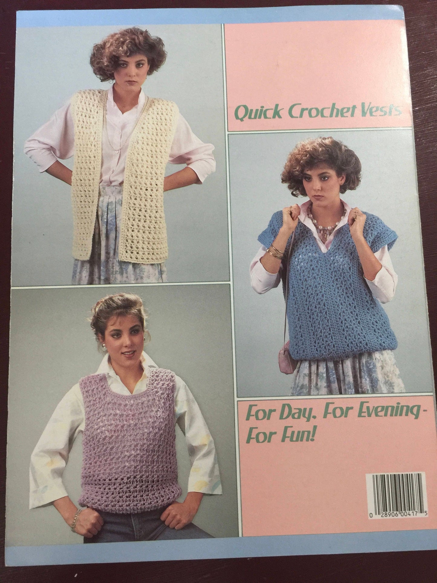 Vintage 1986 Leisure Arts &quot;Quick Crochet Vests&quot; Designs by Rutter Tippett Crochet Leaflet 417