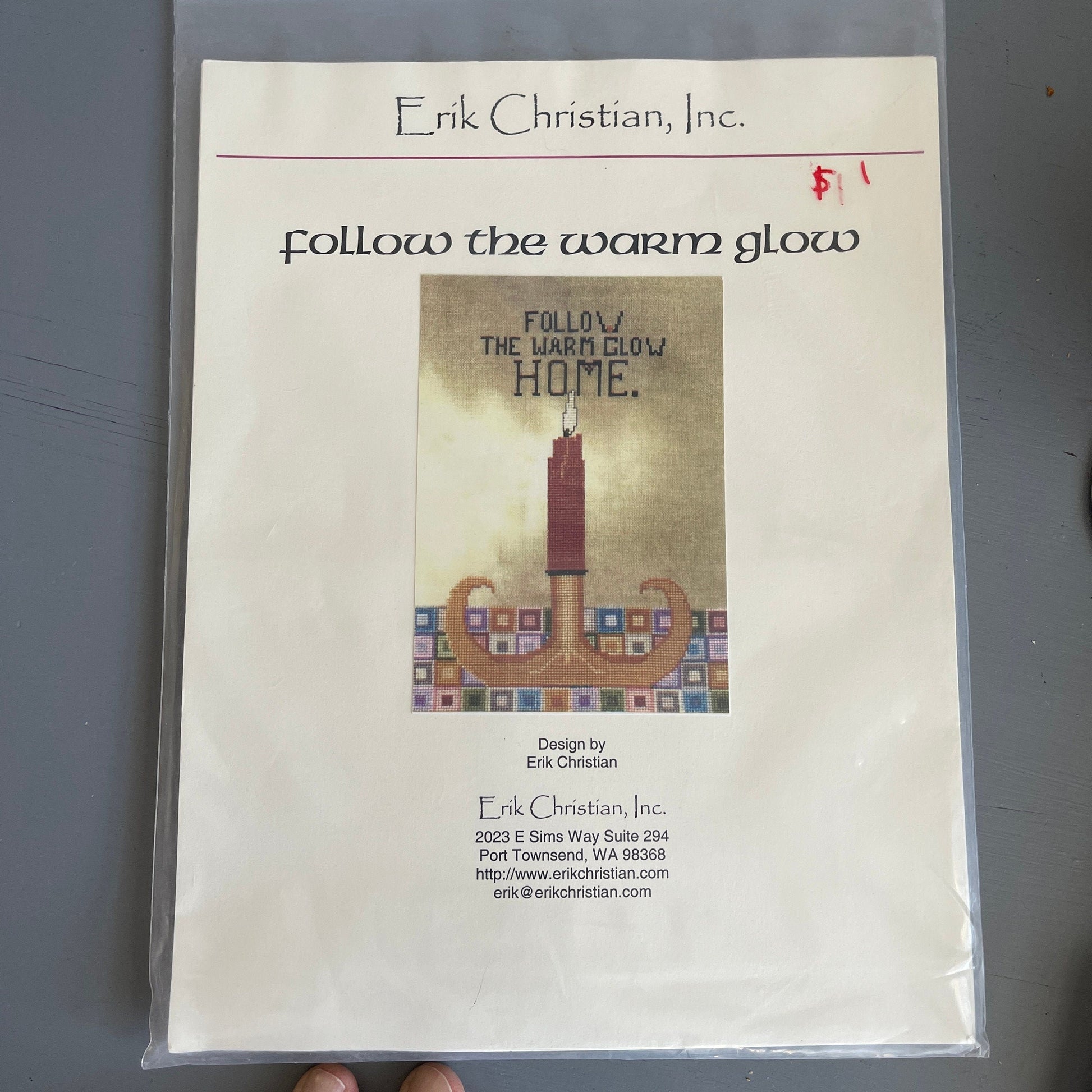 Erik Christian Inc, Follow the Warm Glow HOME Counted Cross Stitch Kit Stitched with Eterna Silk