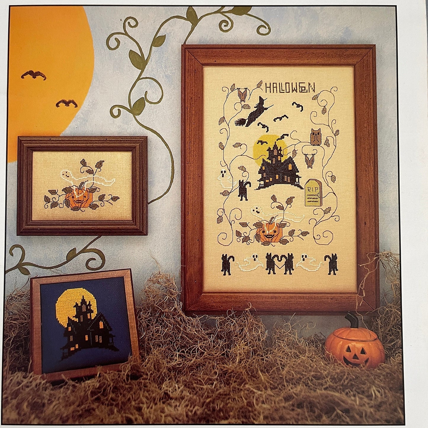 Sigrid Designs Thimb-Elena Halloween Sampler Vintage 1994 Counted Cross Stitch Chart OOP