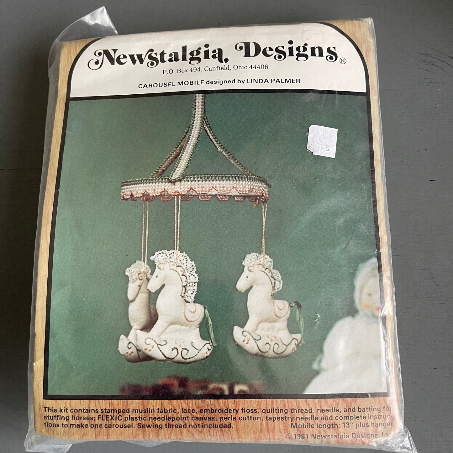 Nostalgia Designs Carousel Mobile Vintage Stamped Muslin Needlepoint Kit