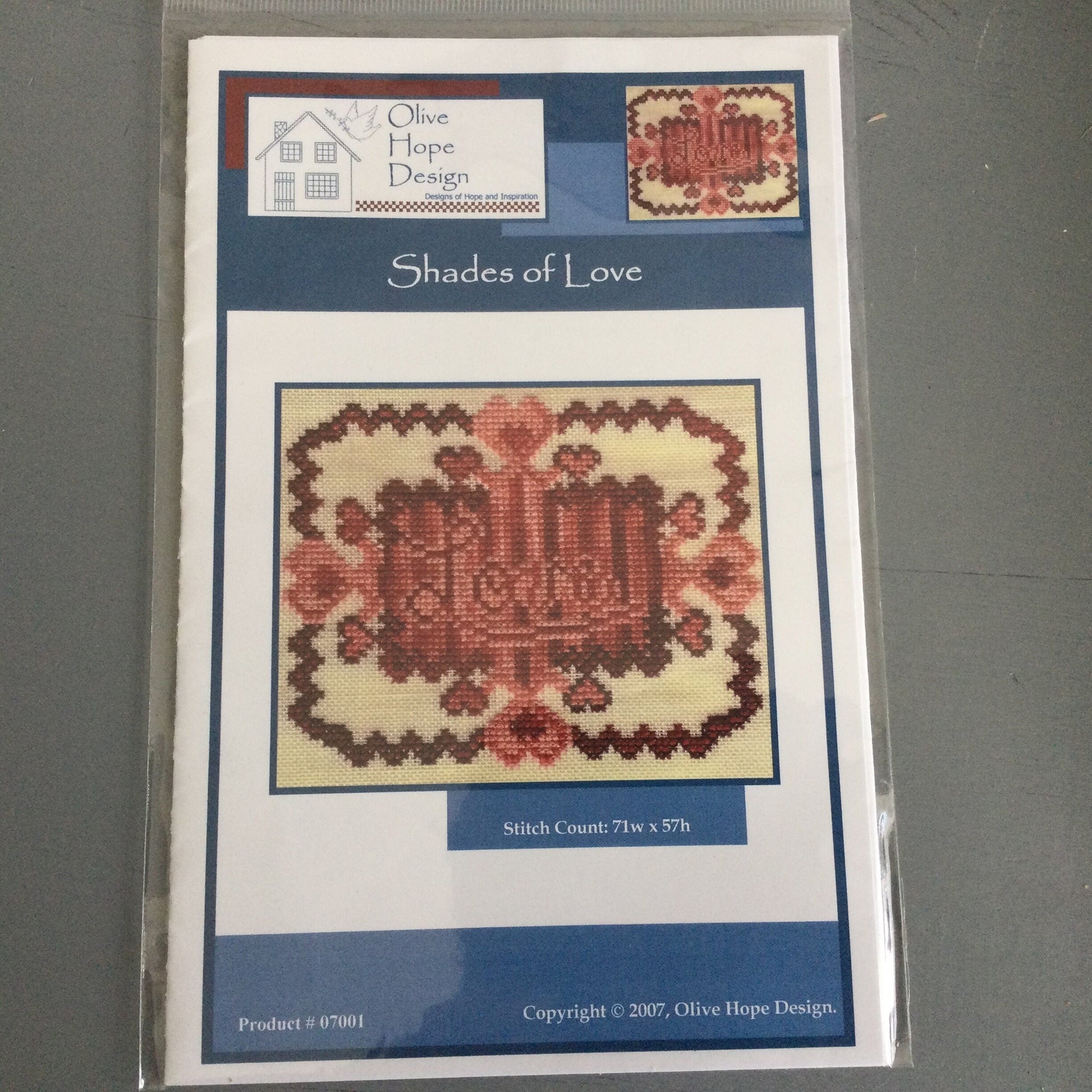 Olive Hope Design Shades of Love #07001 2007 Counted Cross Stitch Chart