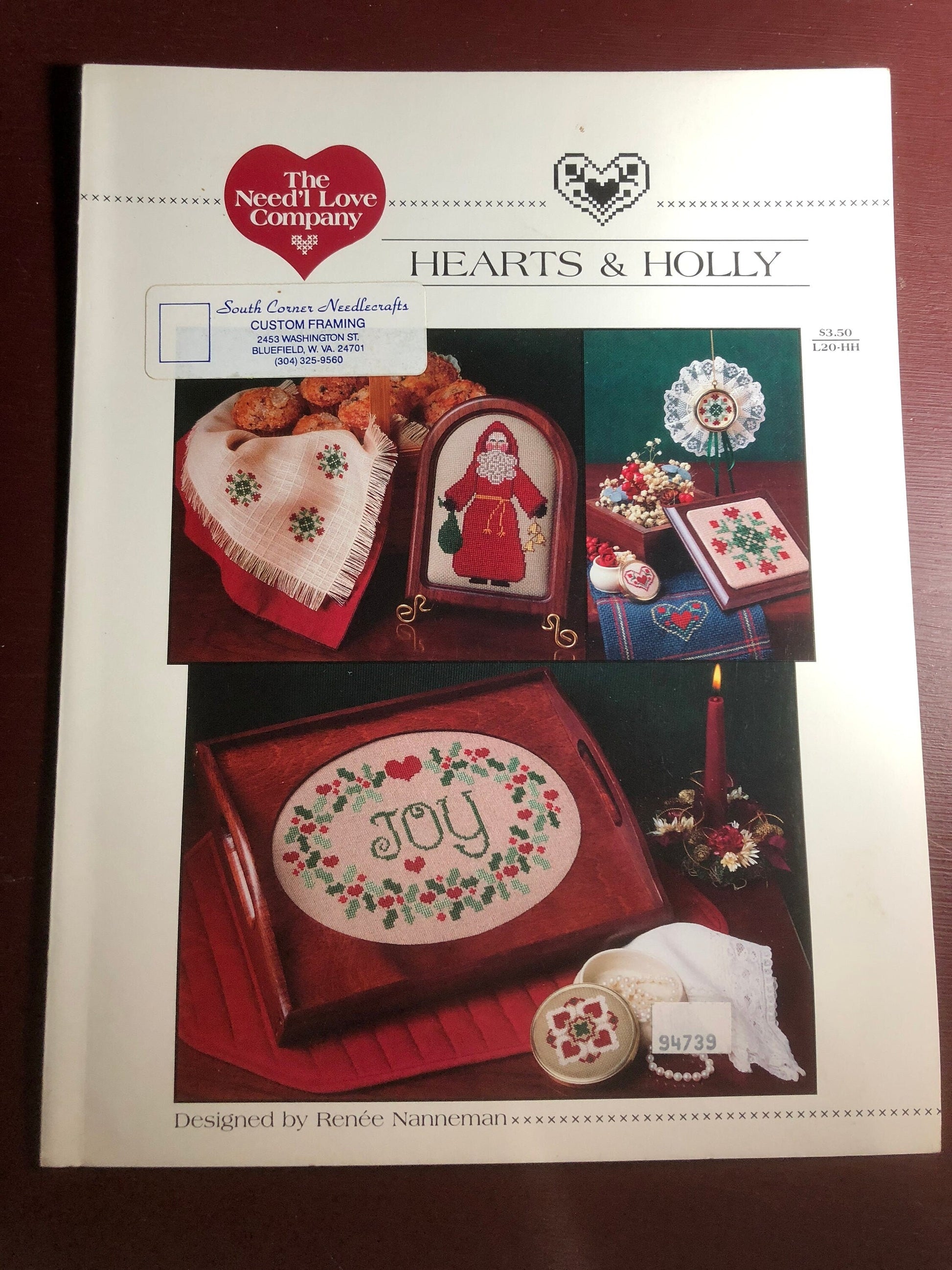 The Need&#39;l Love Company, Hearts & Holly, Designed by, Renee Nanneman, Vintage 1988, Counted Cross Stitch, Pattern Book