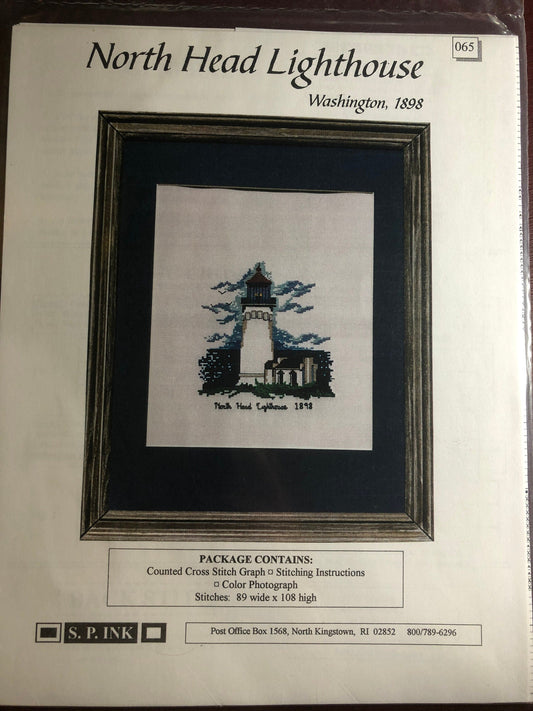 S.P. Ink, Lighthouse V, North Head Light, Washington, 1898, Vintage, Counted, Cross Stitch Pattern, Stitch Count, 89 by 108