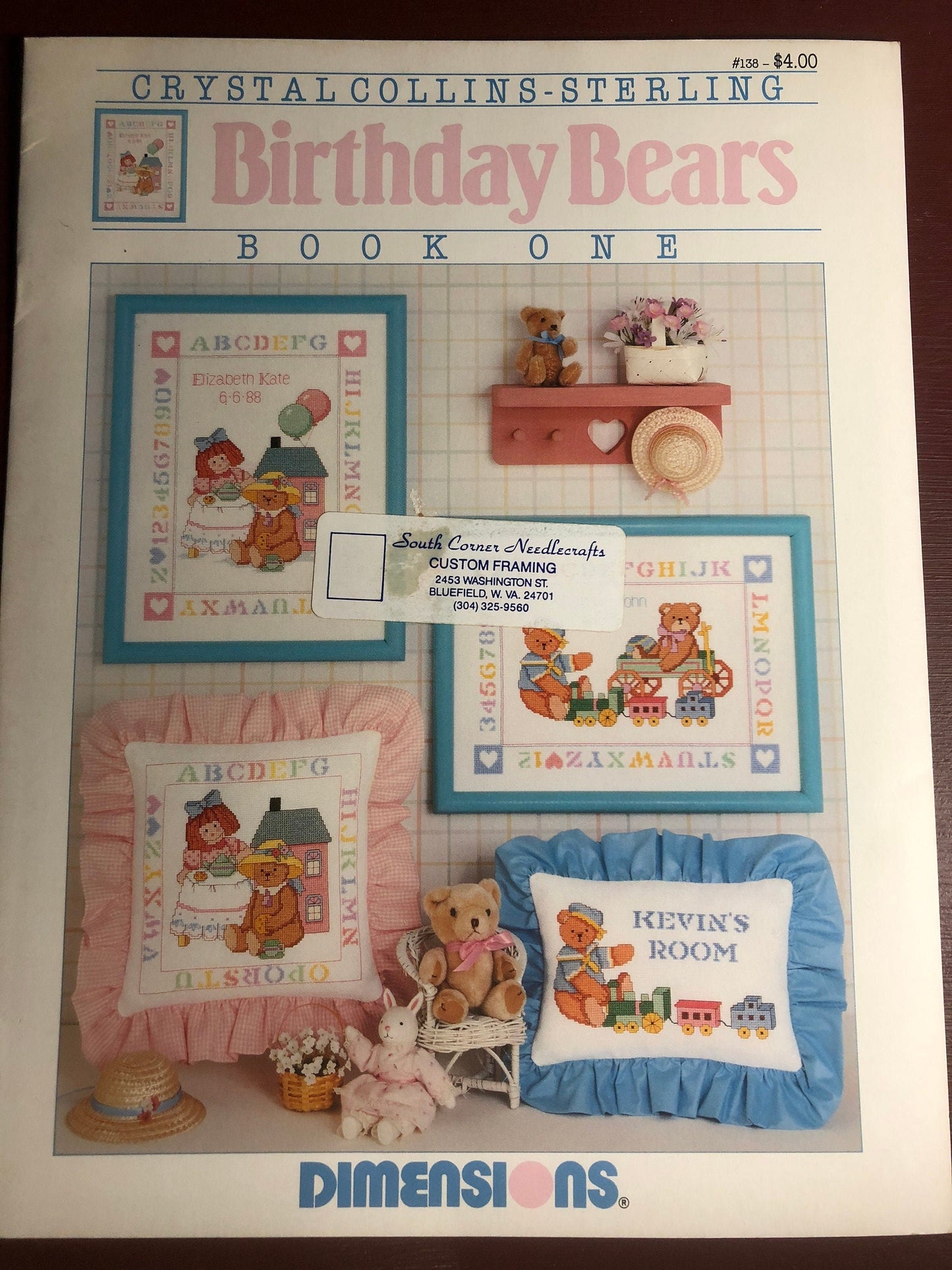 Dimensions, Birthday Bears, Book One, Crystal Collins-Sterling, #138, Vintage 1987, Counted Cross Stitch, Design