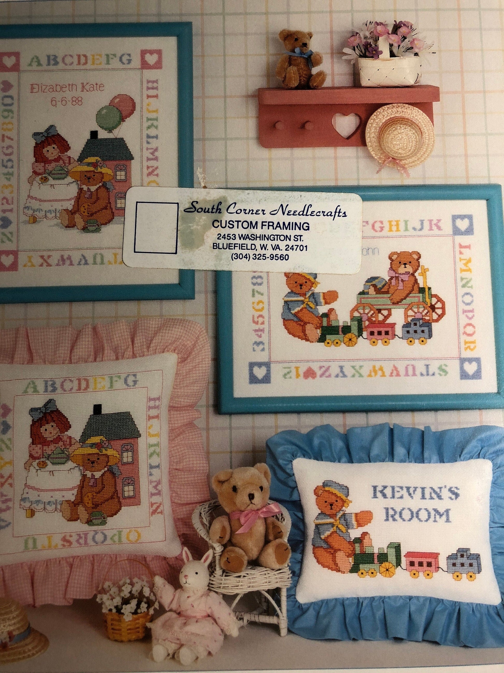 Dimensions, Birthday Bears, Book One, Crystal Collins-Sterling, #138, Vintage 1987, Counted Cross Stitch, Design