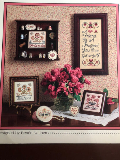 The Need&#39;l Love Company, Keepsakes, Designed by, Renee Nanneman, Vintage 1989, Counted Cross Stitch, Pattern Book