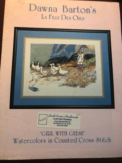 Dawna Barton&#39;s, Girl with Geese, Vintage 1987, Counted Cross Stitch Pattern