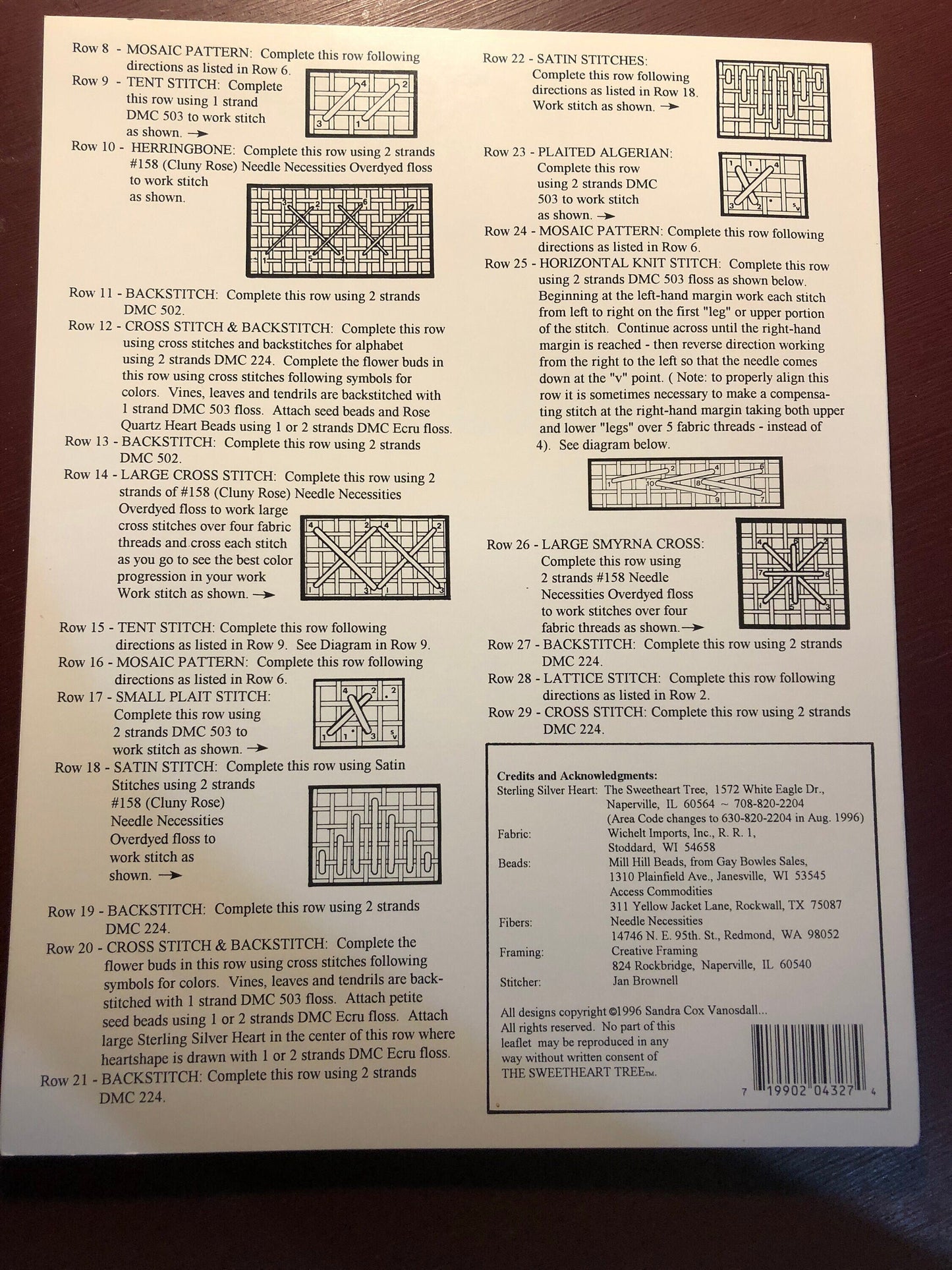 The Sweetheart Tree, Hearts &#39;N Hardinger, Sandra Cox Vanosdall, Vintage 1996, Counted Cross Stitch Pattern