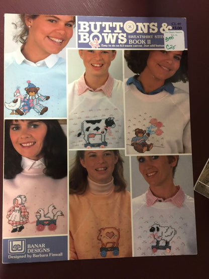 Banar Designs, Buttons & Bows by Barbara Finwall Book II, Vintage 1988, cross stitch pattern