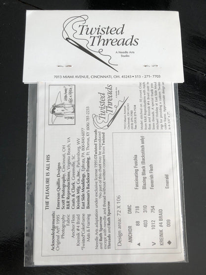 Twisted Threads, The Pleasure Is All His, Vintage 1995, Counted Cross Stitch Chart