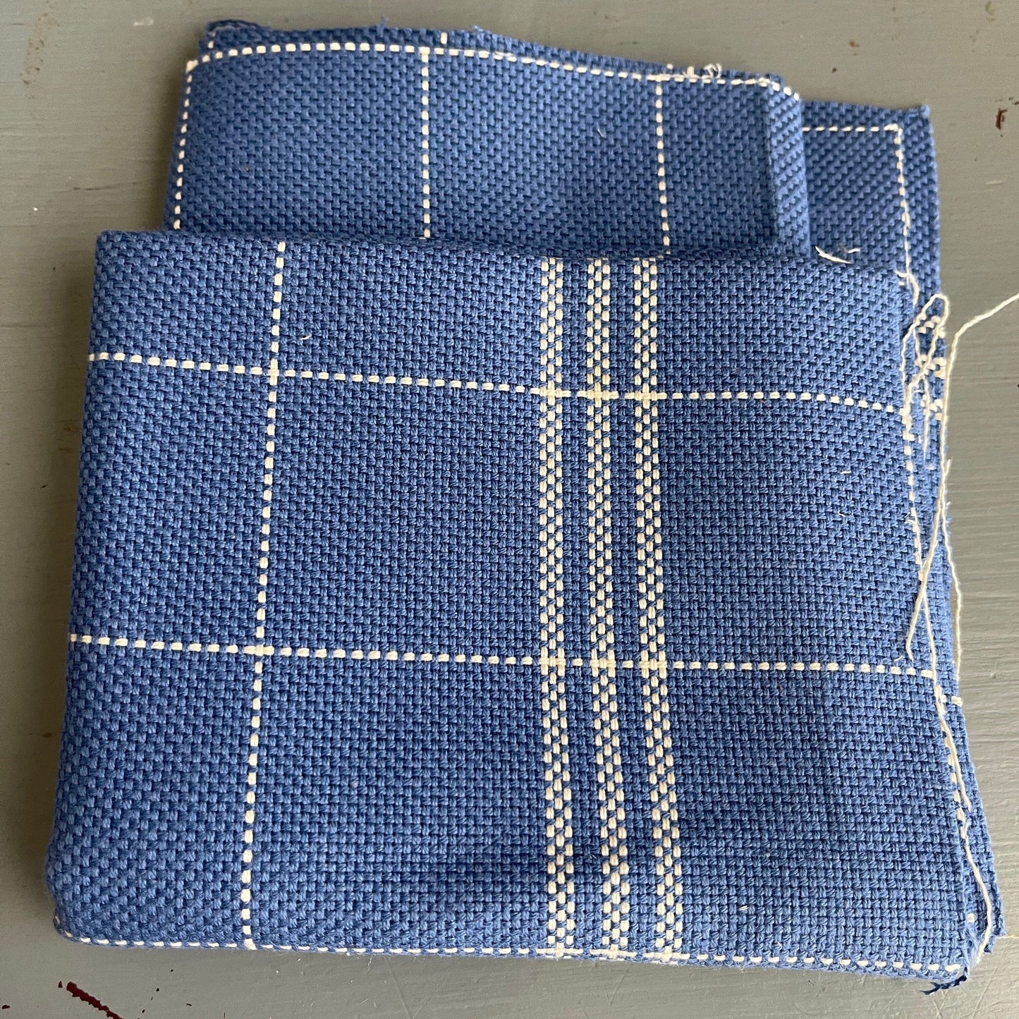 Blue & White Handrowl Needlecraft Fabric Set Of 2 19 By 19 Inch Pieces