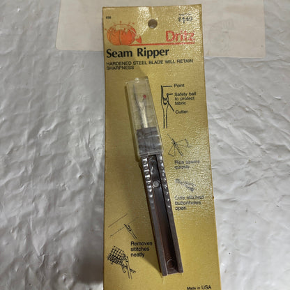 Dritz Seam Ripper with Hardened Steel Blade Vintage 1986 Sewing Notion