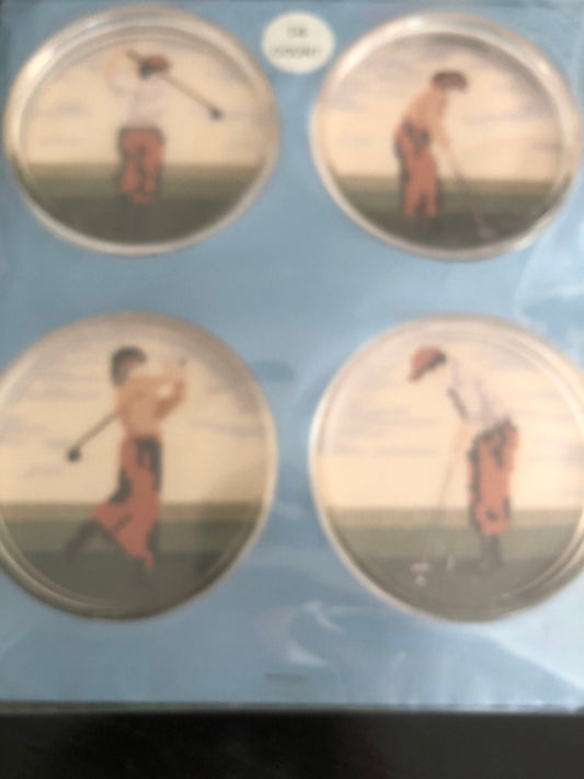 Fond Memories, Choice of 2 Different, Sets of 4 Coasters, Counted Cross Stitch Kits Golfers on 14 Count or Summer Blossoms on 18 Count