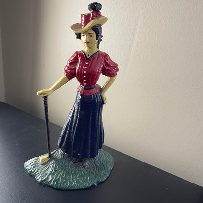 Upper Deck Victorian Era Lady Golfer Vintage 1990 Cast Iron Door Stopper