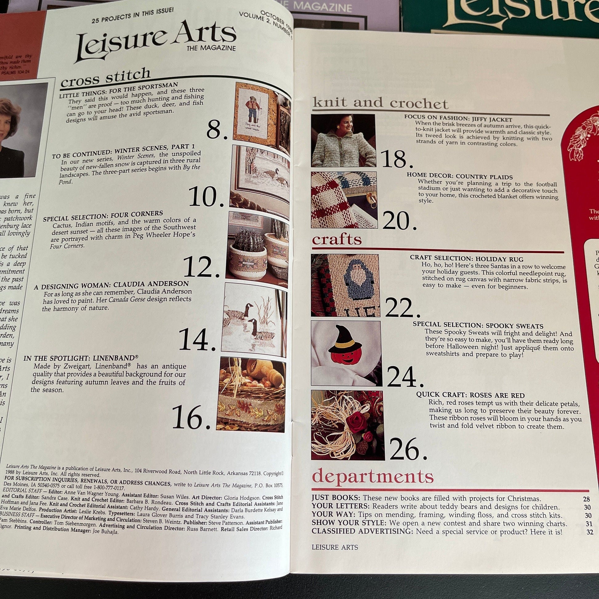 Leisure Arts the magazine 6 issues vintage 1987-1988 cross stitch charts see pictures and description*