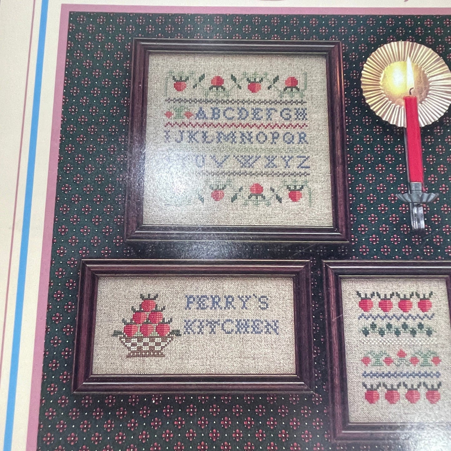 Tea Time samplers Set of 2 Strawberry Sampler and Colonial Basket Sampler