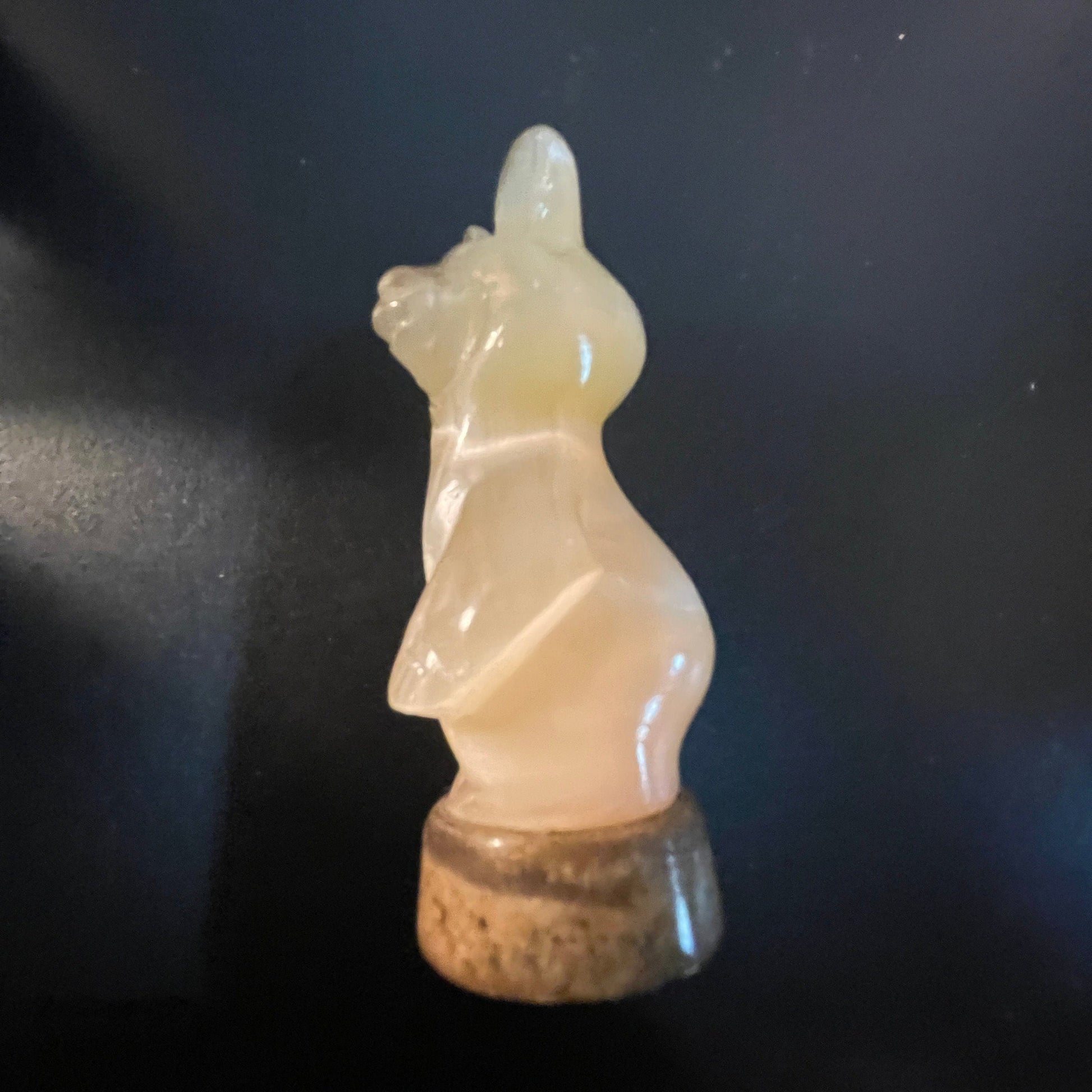 Honey Bear hand carved stone statuette vintage collectible figurine