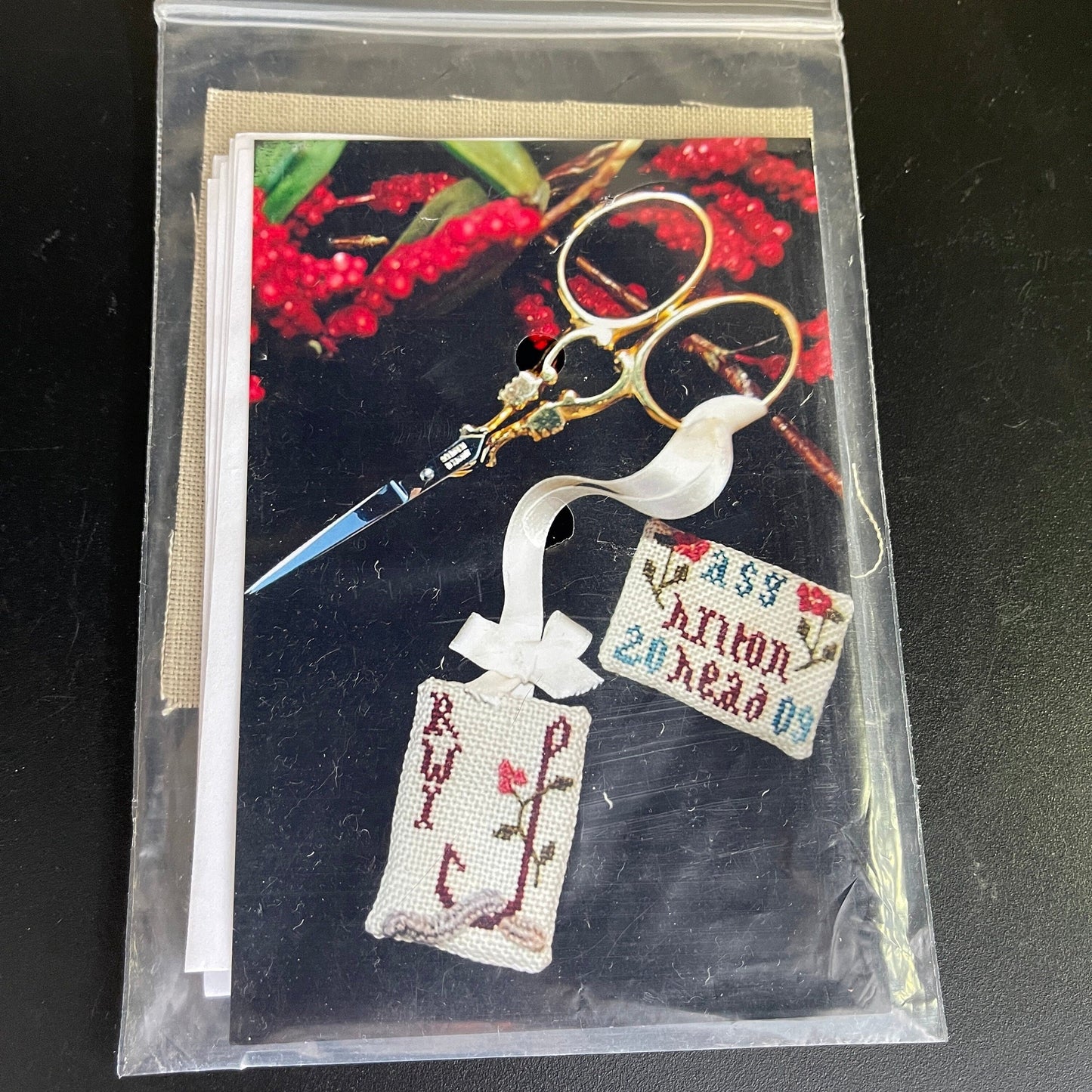 Hook & Worm scissor fob cross stitch kit