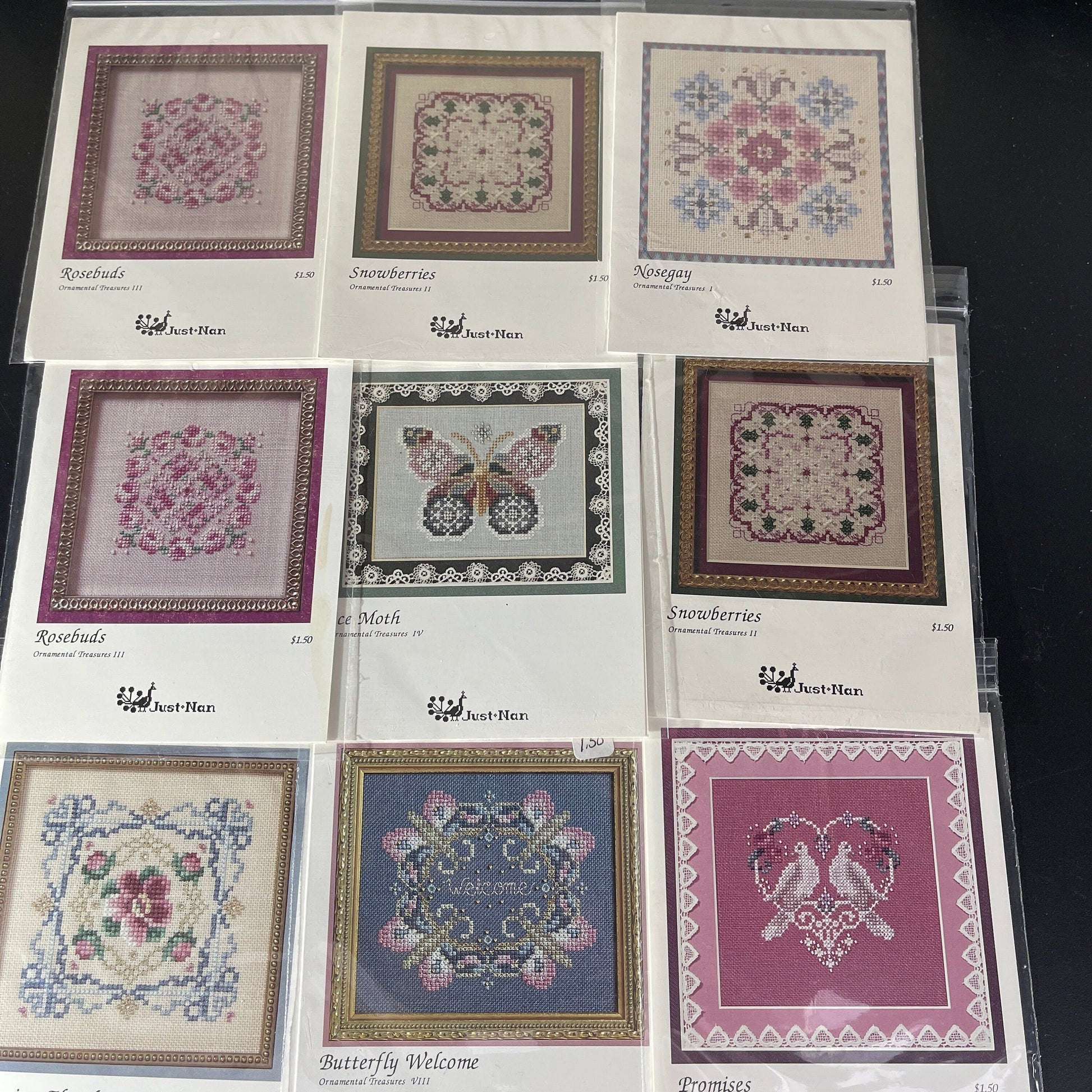 Just Nan Ornamental Treasures choice of mini counted cross stitch charts Rare & OOP see pictures and variations*