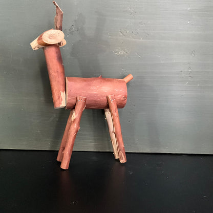 Wonderful wooden antlered whitetail deer handmade folk-art figurine