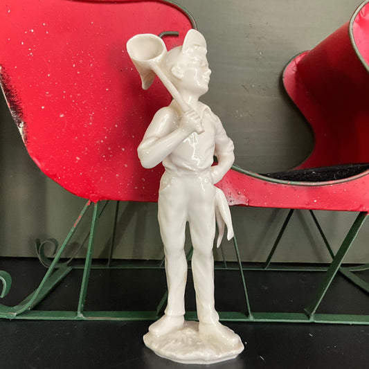 Lorenz Hutschenreuther Kunstabteiliung white porcelain boy going fishing statue figurine