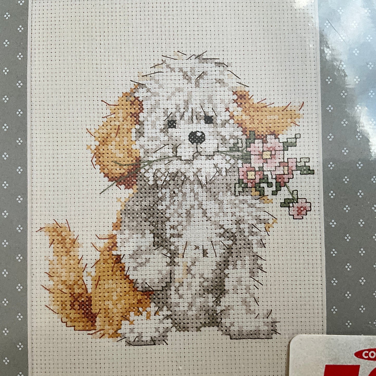 Weekenders Puppy Power 02782 counted cross stitch kit 5 by 7 inches 14 count off white AIDA