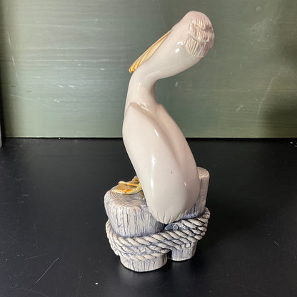 G.H. Cook Company Pelican standing on dock pilings sculpture vintage collectible beach theme figurine