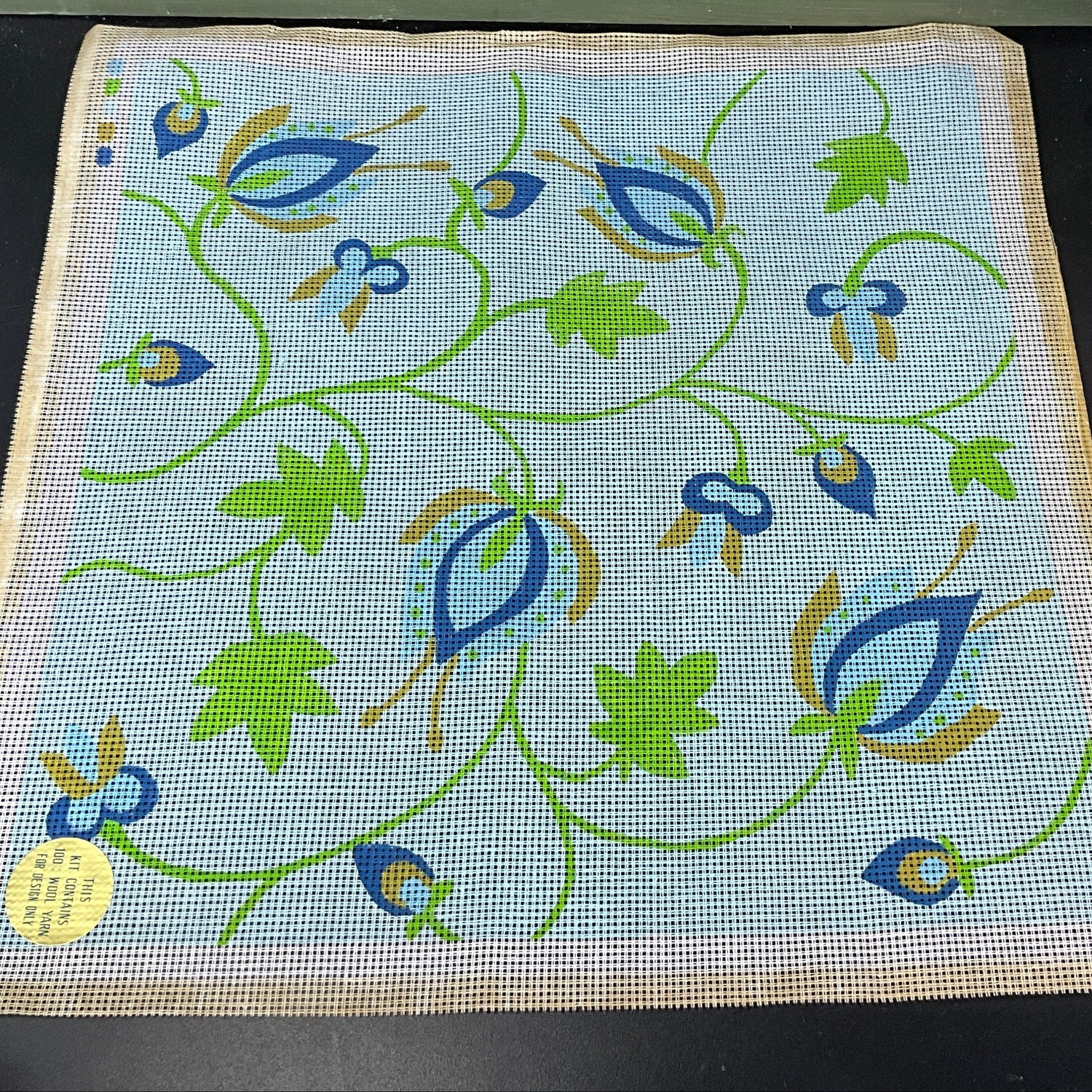 Paragon fanciful floral 16 by 16 inch hand painted canvas needlepoint with wool kit*