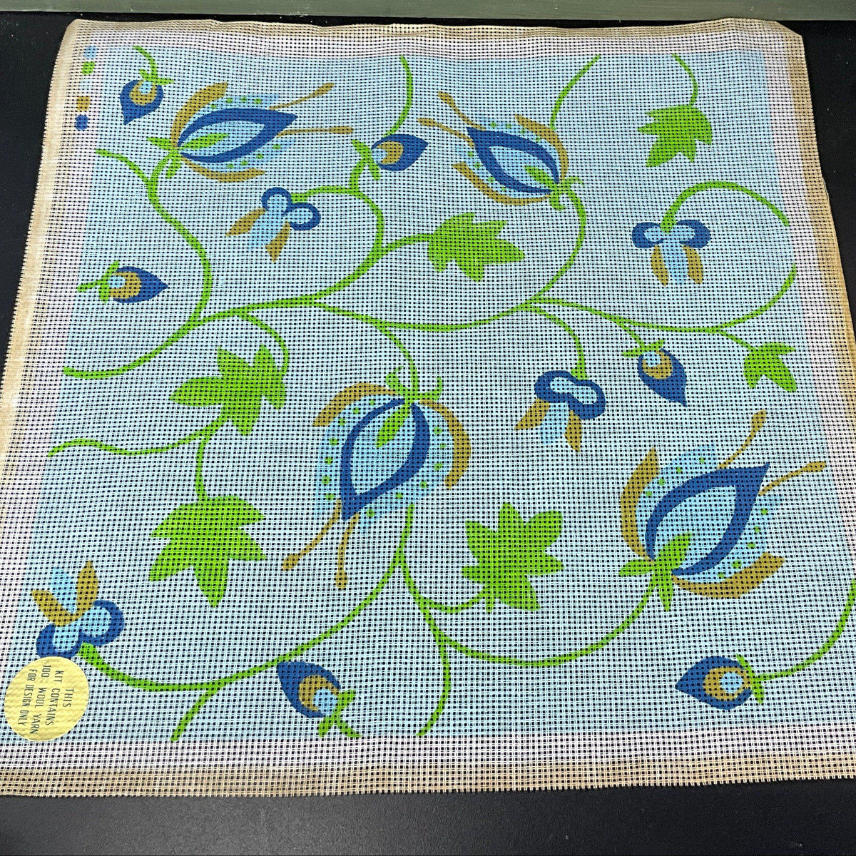 Paragon fanciful floral 16 by 16 inch hand painted canvas needlepoint with wool kit*