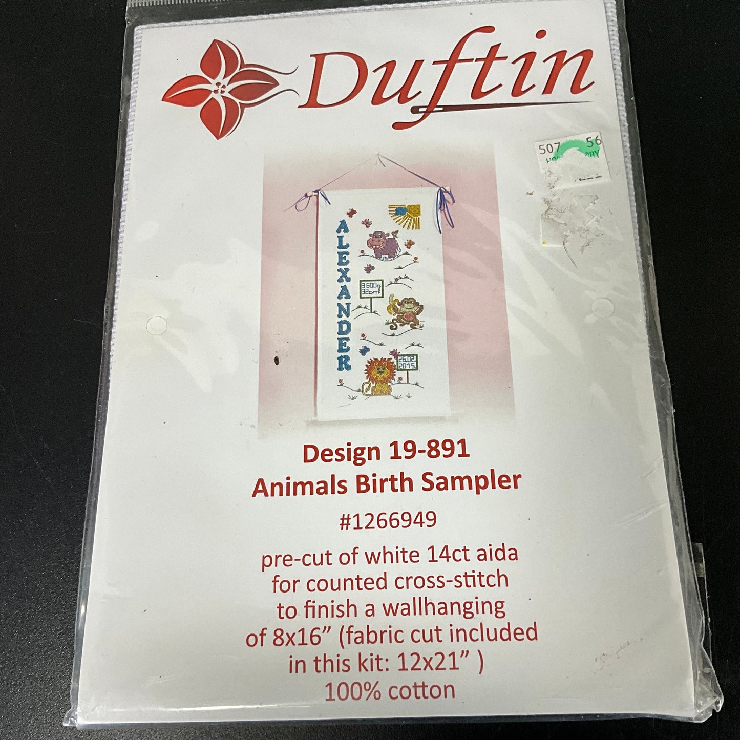 Duffin Animal Birth Sampler 19-891 counted cross stitch kit*