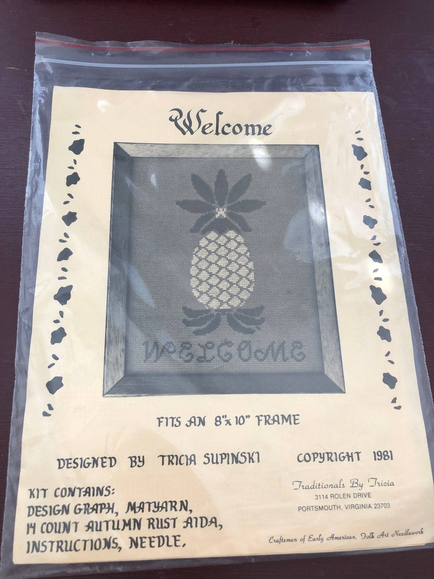 Welcome by Tricia Supinski, Vintage 1981 Counted Cross Stitch Kit, Fits an 8 by 10 Inch Frame