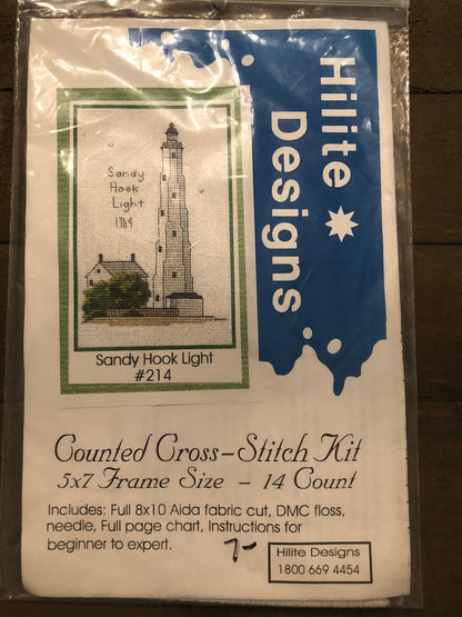 Hilite Designs, Sandy Hook Light, #214, Counted Cross stitch Kit, 5 by 7 Inches