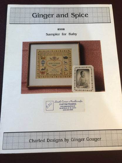 Ginger & Spice, Sampler for Baby, 8508, Ginger Gouger, Vintage 1985, Counted Cross Stitch Pattern, Very Hard To Find