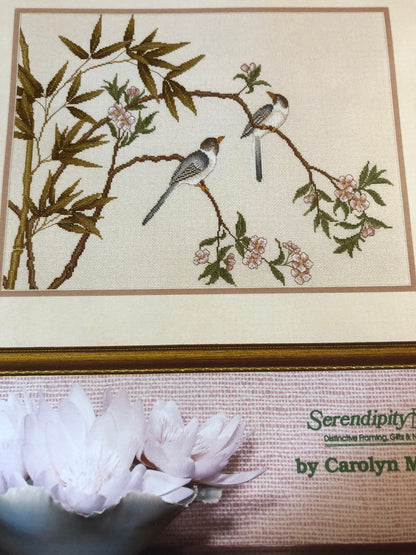 Serendipity Designs, Set of 3 Charts, Harmony, Cherry Blossoms, Lotus Pond, Fragrant Camellas, Vintage 1991*