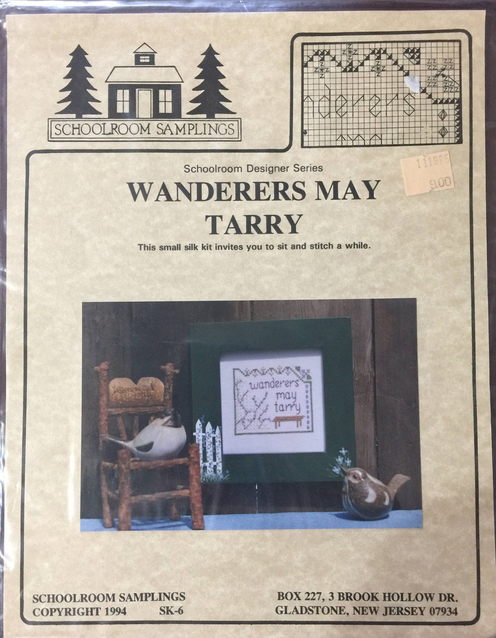 Schoolroom Samplings &quot;Wanderers May Tarry&quot; Vintage 1994, Cross Stitch kit SK-6