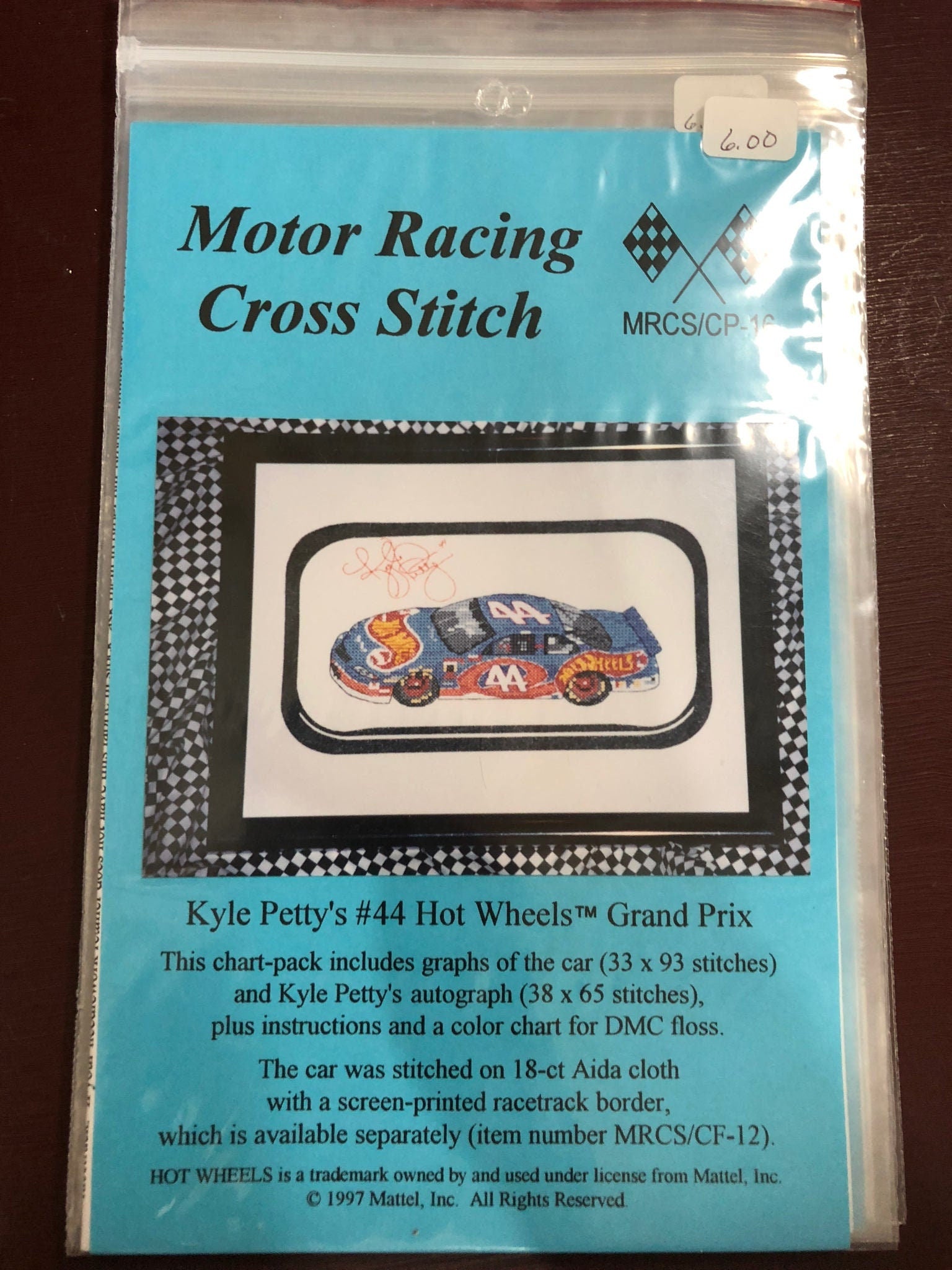 Number 44, Kyle Petty&#39;s, Grand Prix, Vintage Motor Racing Cross Stitch Chart