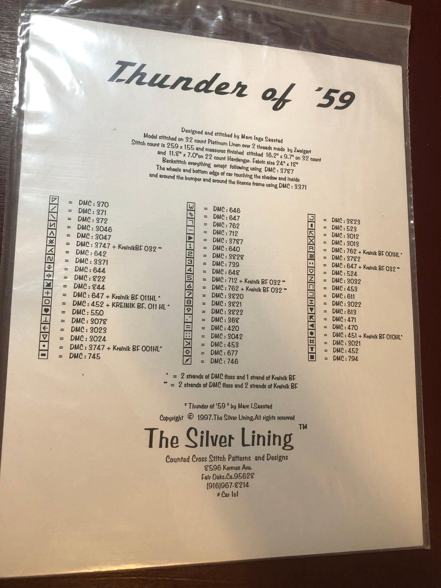 Thunder of &#39;59, The Silver Lining, by Mike R Saastad, Vintage 1997 Counted Cross Stitch Pattern