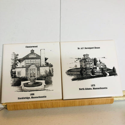 Sheffield Pottery, Tile Wall Hanging, Depicting Homes Of Dr. A.F. Davenport House & Chesterwood*