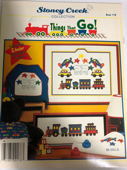 Stoney Creek Collection, Things That Go, Train/Airplane, Book 178, Vintage 1997, counted cross, stitch pattern book, (Hard to Find!)