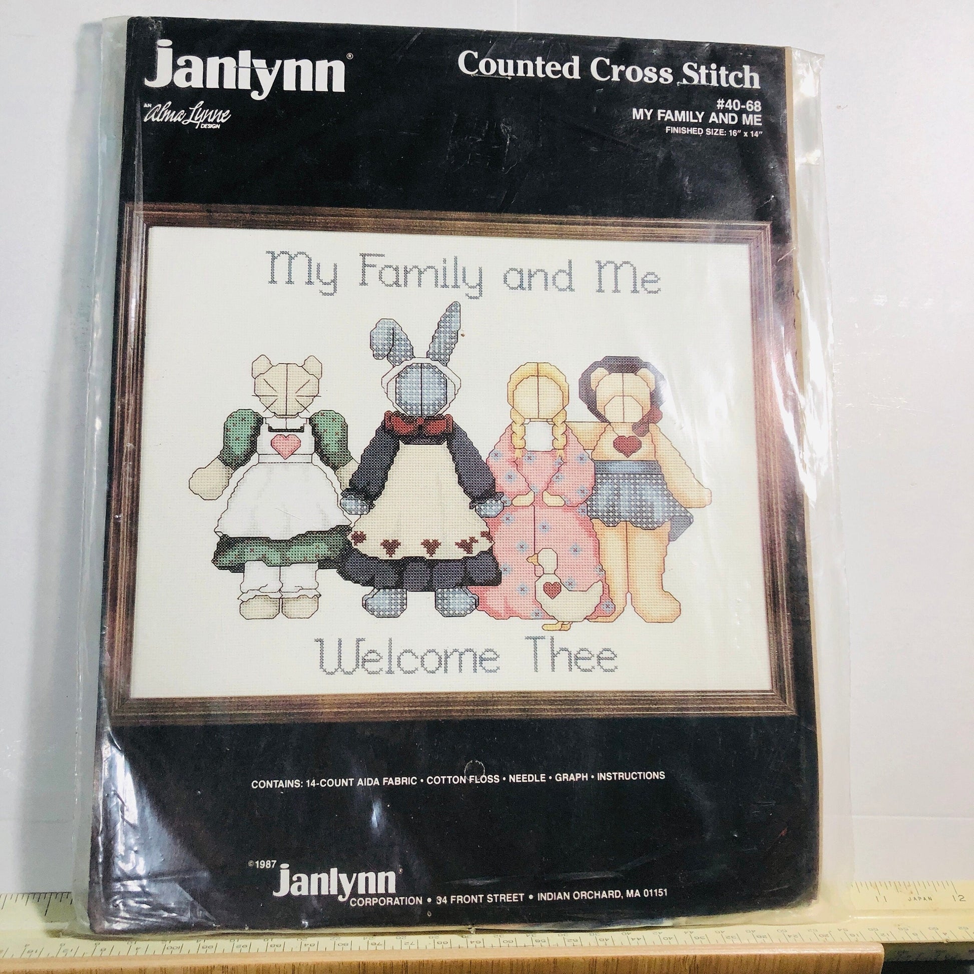 Janlynn, Alma Lynn, My Family and Me, #40-68, Vintage 1987, Counted Cross Stitch Kit, 16 by 14 Inches*