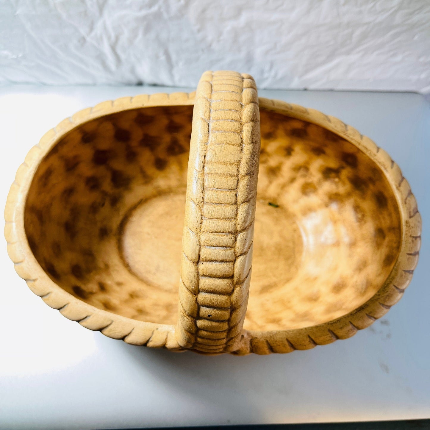 Ceramic Wicker Look Basket,Vintage 1983, Collectible